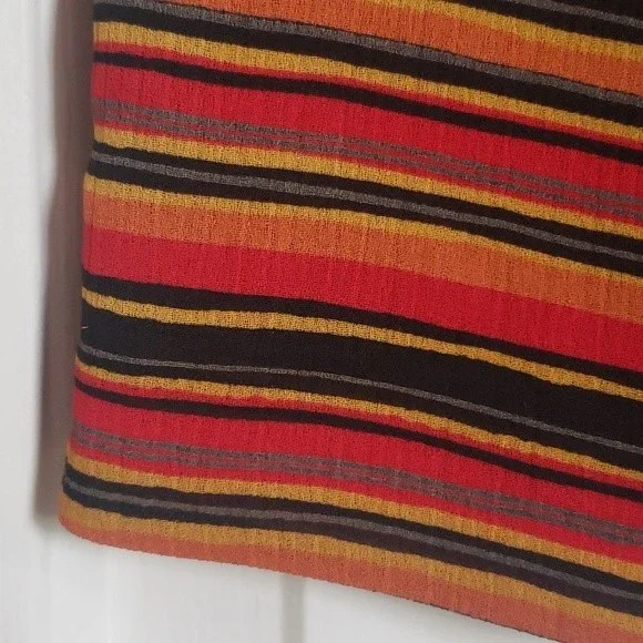 Vintage 80s CHAUS Wrap Skirt Red Black Orange Yellow Painterly Stripe - Picture 8 of 11